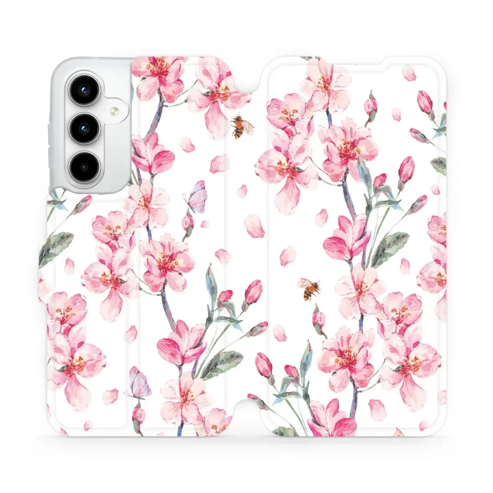 Etui z klapką do Galaxy A35 5G, Mobiwear Book, różowa wiosna
