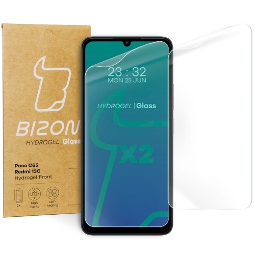 Image of Folia hydrożelowa na ekran Bizon Glass Hydrogel Front do Redmi 13C/13C 5G/Poco C65, 2 sztuki