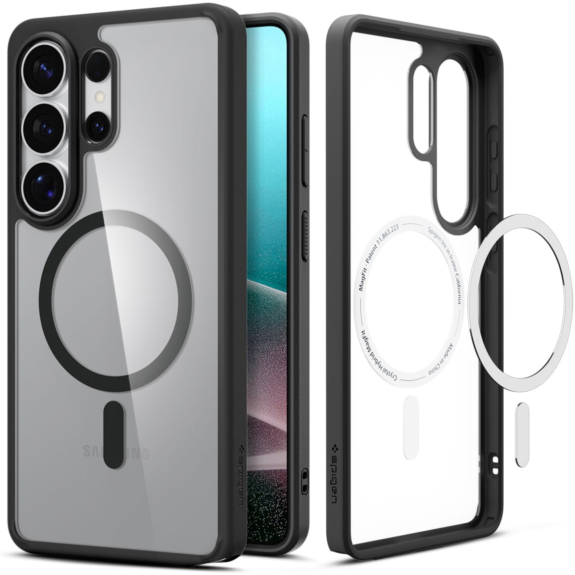 Etui Spigen Ultra Hybrid Mag do MagSafe do Galaxy S26 Ultra, przezroczysto-czarne