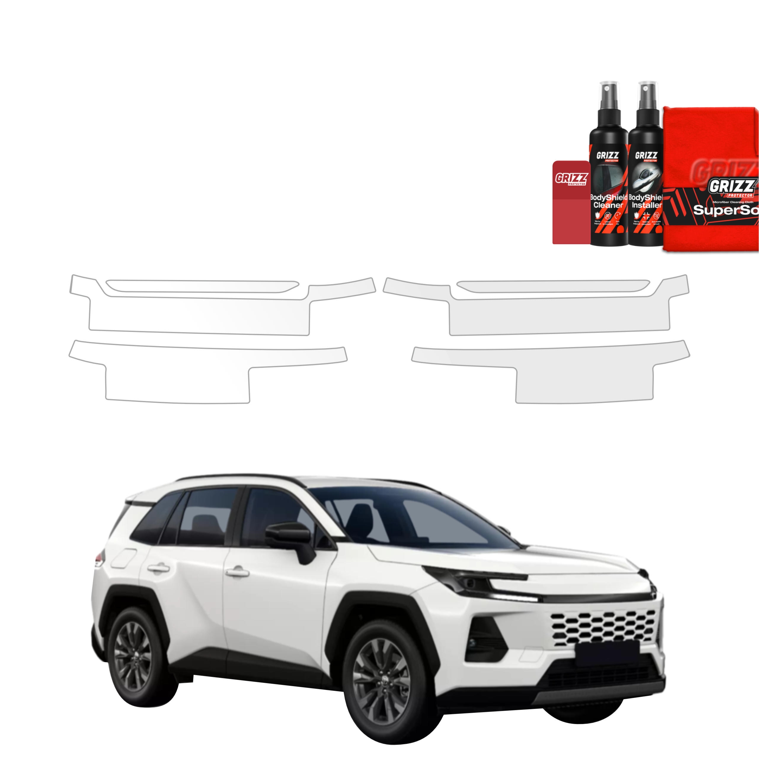 6w1 Bezbarwna folia ochronna Grizz Protector na progi z podświetleniem Toyota RAV4 (2026)