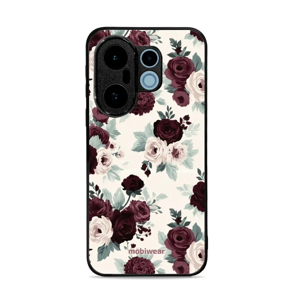 Etui ochronne do vivo X200 FE, Mobiwear Glossy Case, róże z szałwią na kremie