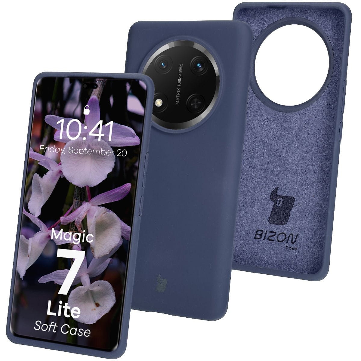 Image of Silikonowe etui Bizon Soft Case do Honor Magic7 Lite, ciemnoniebieskie