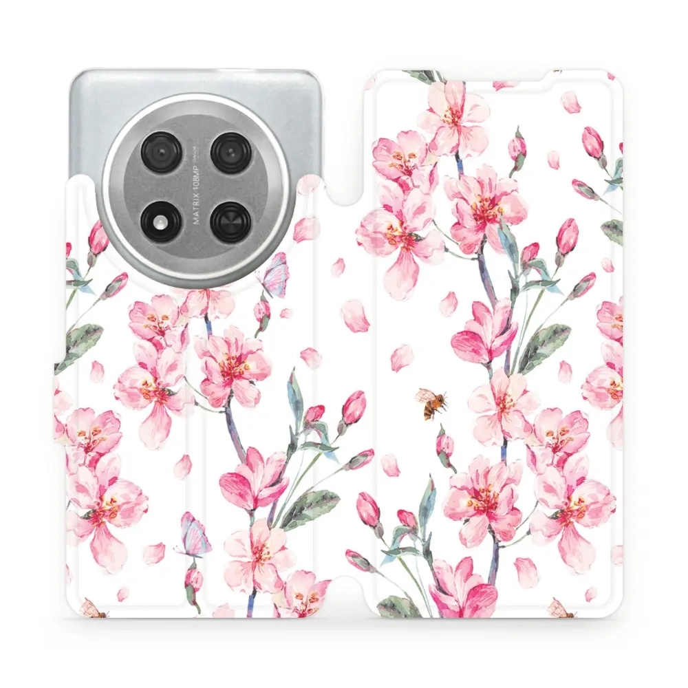 Etui z klapką do Honor Magic7 Lite, Mobiwear Book, różowa wiosna