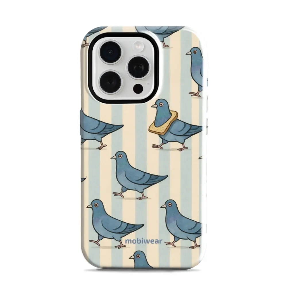 Etui ochronne do iPhone 15 Pro, Mobiwear Elite Pro, błękitne gołębie