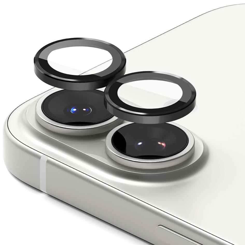 Nakładki na aparat Ringke Camera Lens Frame Glass do iPhone 17, czarno-przezroczyste