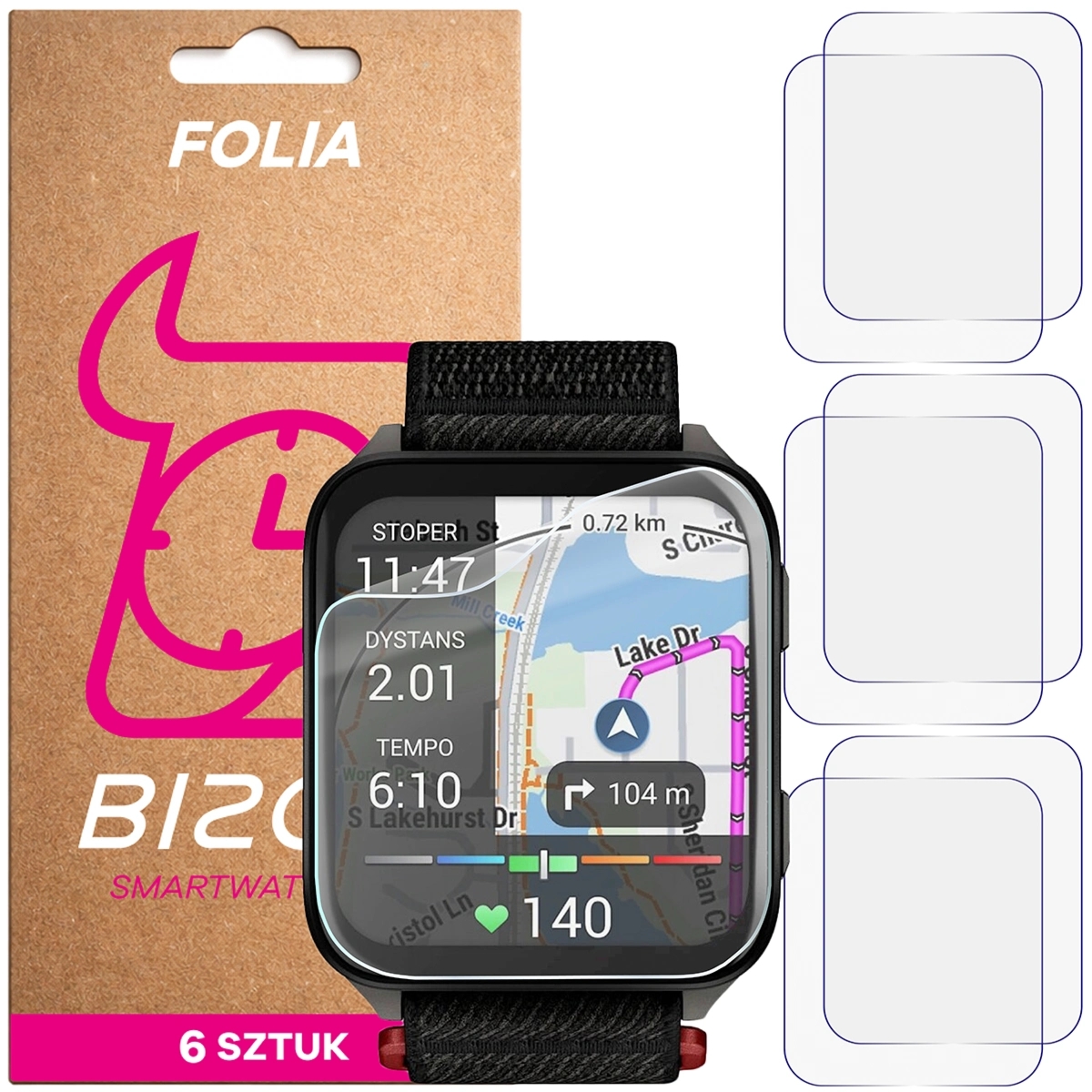 Folia ochronna na ekran zegarka Bizon Watch Film HydroFlex do Garmin Venu X1, 6 sztuk