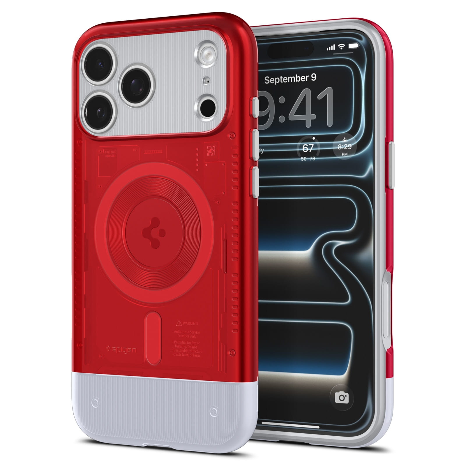 Etui Spigen Classic C1 Mag MagSafe do iPhone 17 Pro, czerwone