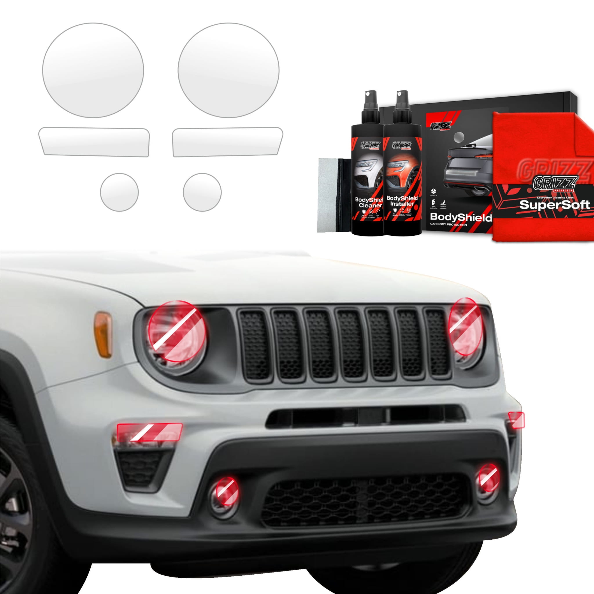 6w1 Folia ochronna Grizz Protector na lampy do Jeep Renegade (2022-2026)