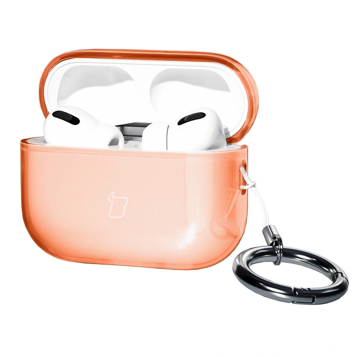 Elastyczne etui z karabińczykiem Bizon Case Headphone Clear do AirPods Pro 3, pomarańczowe