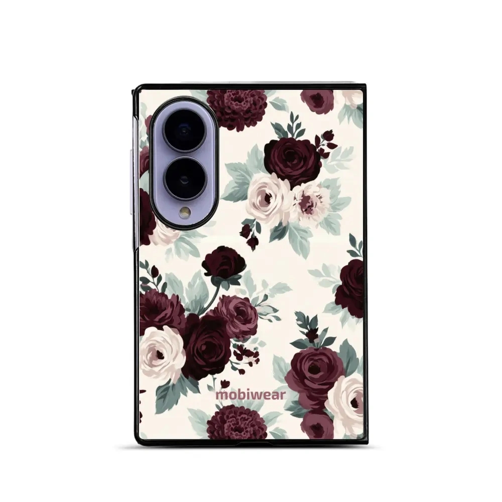 Etui ochronne do Galaxy Z Fold8, Mobiwear Glossy Case, róże z szałwią na kremie