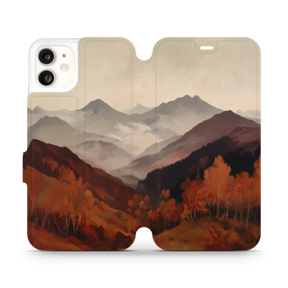 Etui z klapką do iPhone 11, Mobiwear Book, mglista dolina w górach