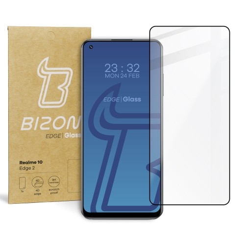Image of Szkło hartowane Bizon Glass Edge 2 do Realme 10 4G, czarne