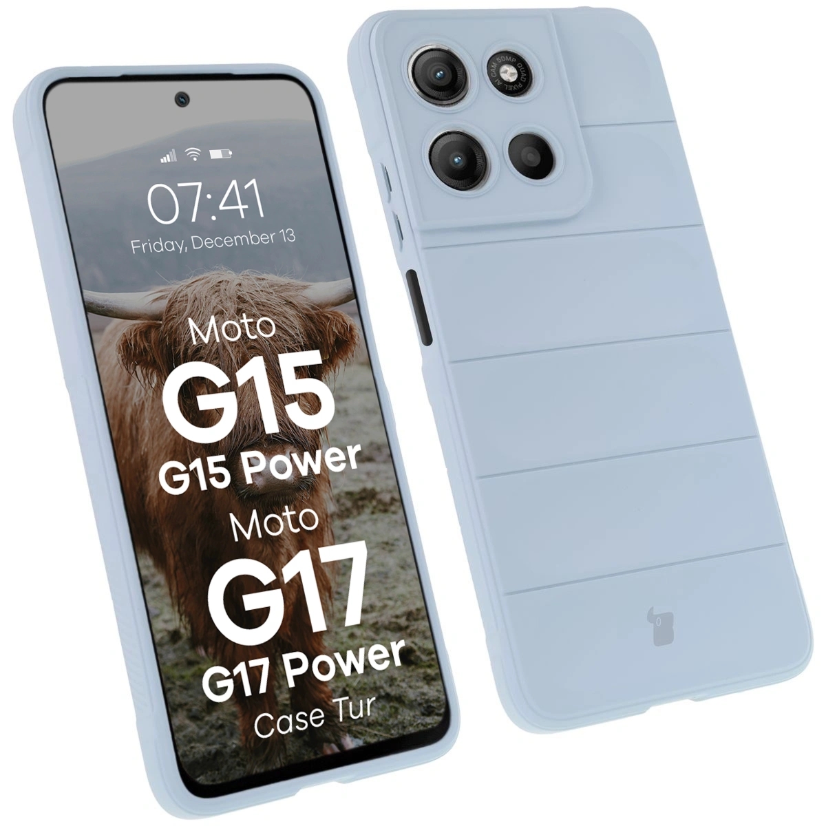 Pancerne etui Bizon Case Tur do Motorola Moto G17 / G17 Power / G15 / G15 Power, jasnoniebieskie