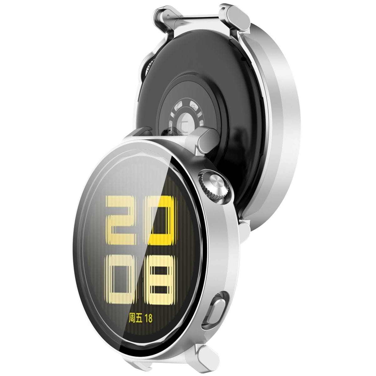 Image of Etui ze szkłem do zegarka Bizon Case+Glass Watch do Huawei Watch GT 5 Pro 42 mm srebrne satynowe