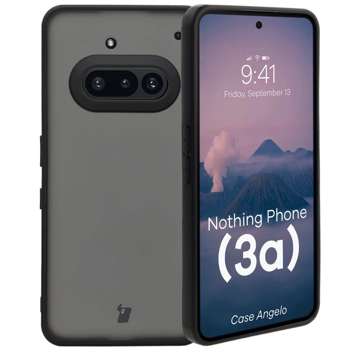 Etui Bizon Case Angelo do Nothing Phone (3a), półprzezroczyste z czarną ramką