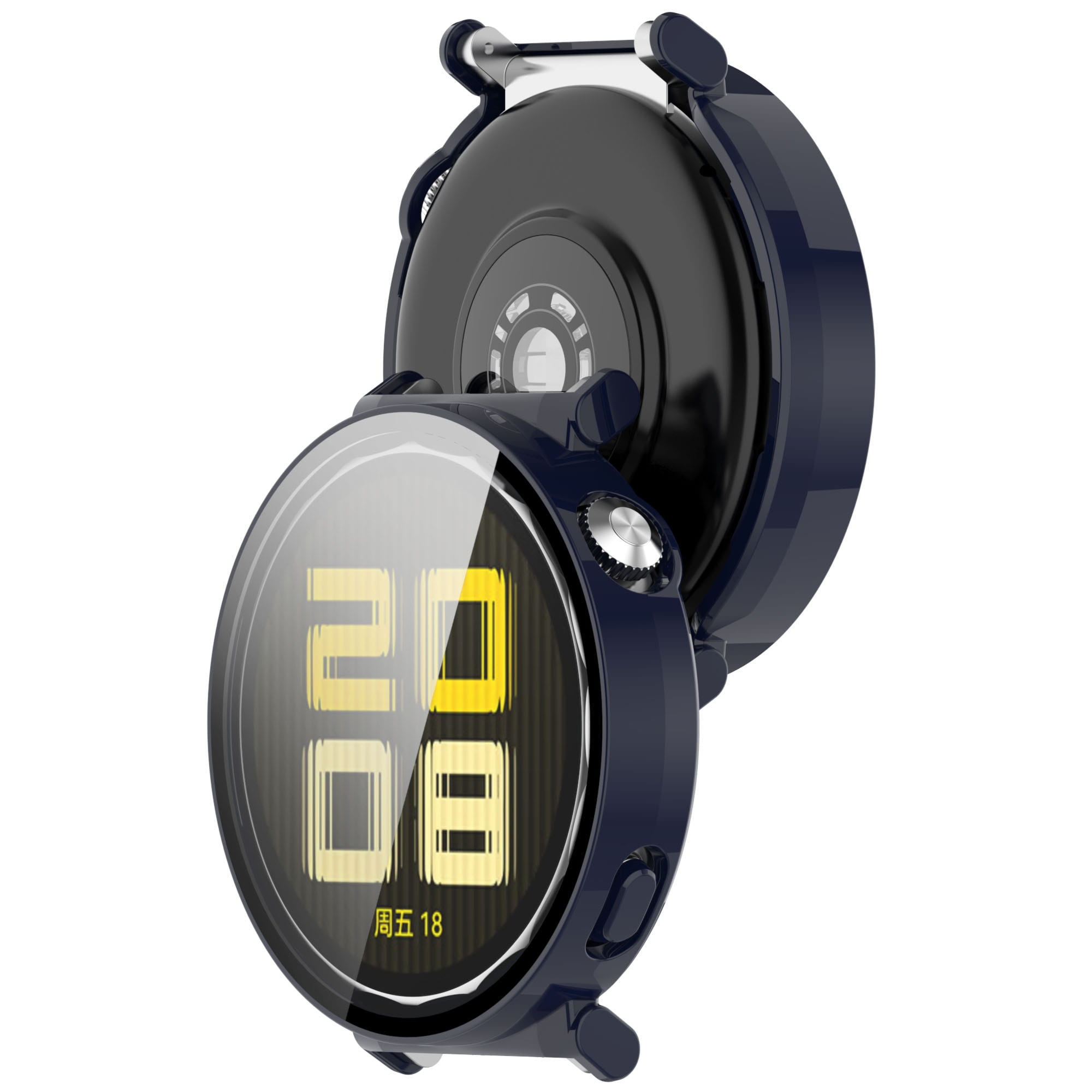 Etui ze szkłem do zegarka Bizon Case Watch Adamo do Huawei Watch GT 5 41 mm, niebieskie