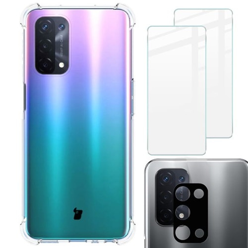 Image of Etui + 2x szkło + obiektyw Bizon Case Clear Pack do Oppo A74 5G / A54 5G, przezroczyste