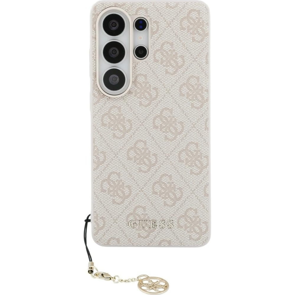 Etui Guess Charms Collection MagSafe Classic Logo with Charm do Galaxy S26 Ultra, różowe ze złotą zawieszką