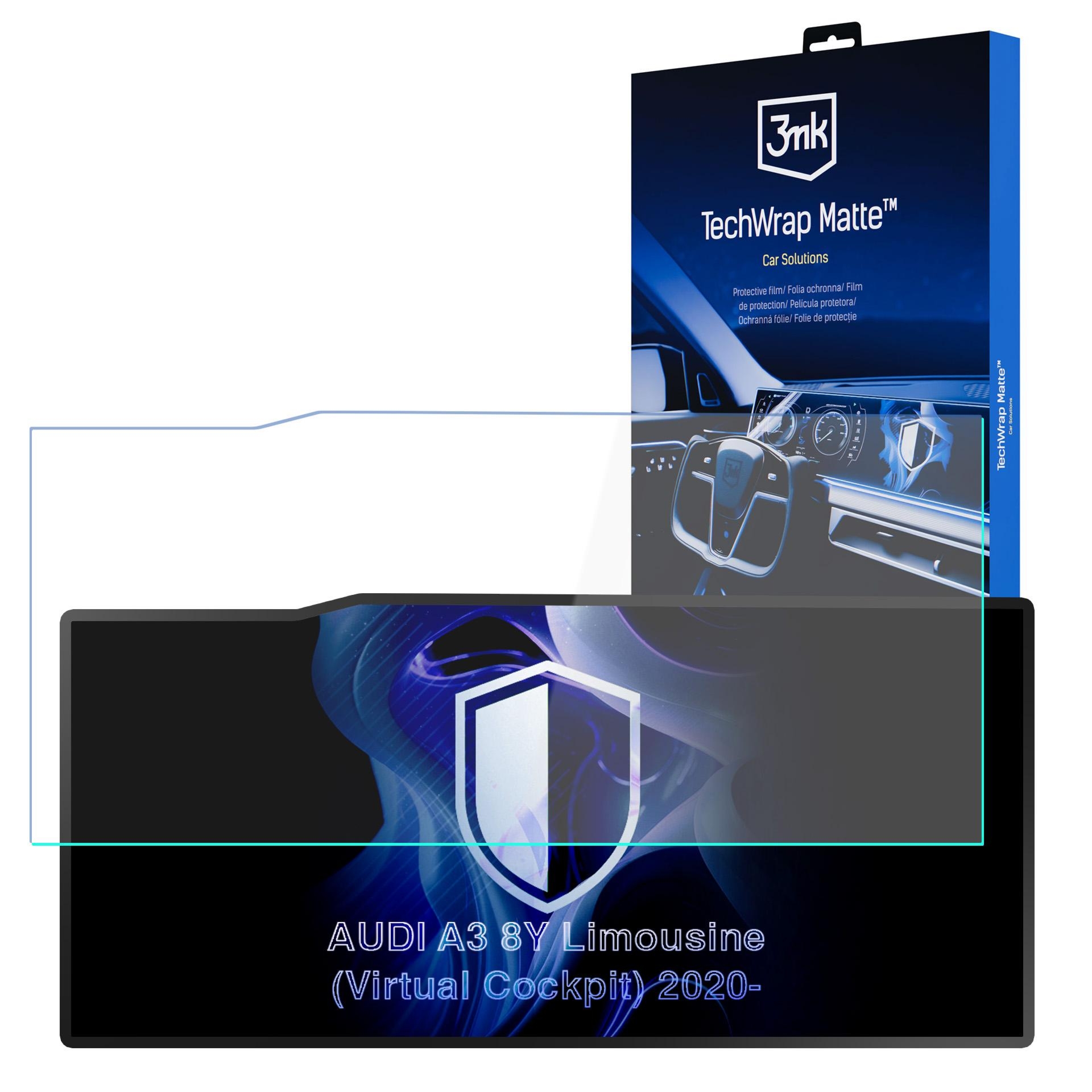 Matowa folia ochronna na ekran nawigacji do AUDI A3 8Y Limousine Virtual Cockpit (2020 – ), 3mk TechWrap Matte