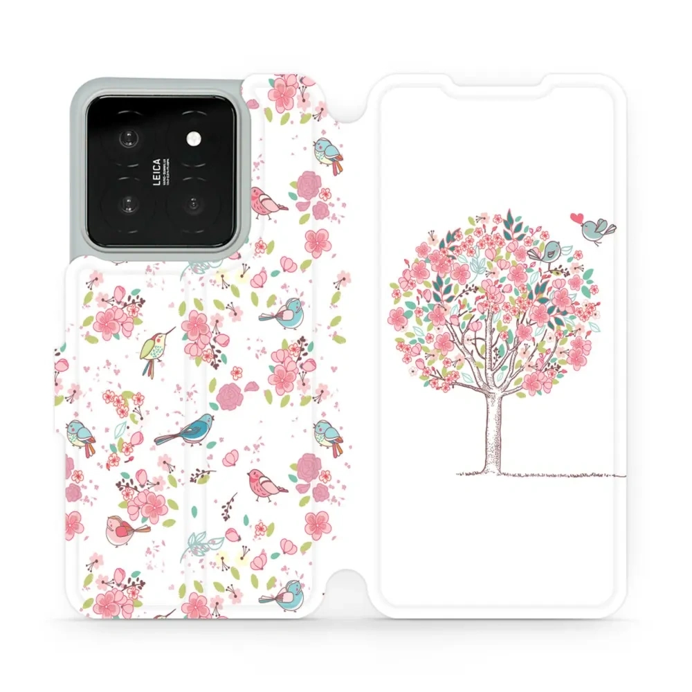 Etui z klapką do Xiaomi 14, Mobiwear Book, różowy gaj