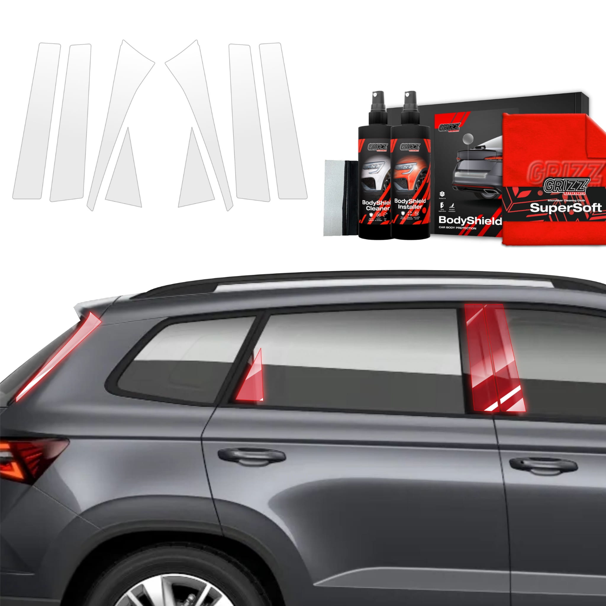 8w1 Folia ochronna Grizz Protector na słupki do Skoda Karoq (2022-2026)