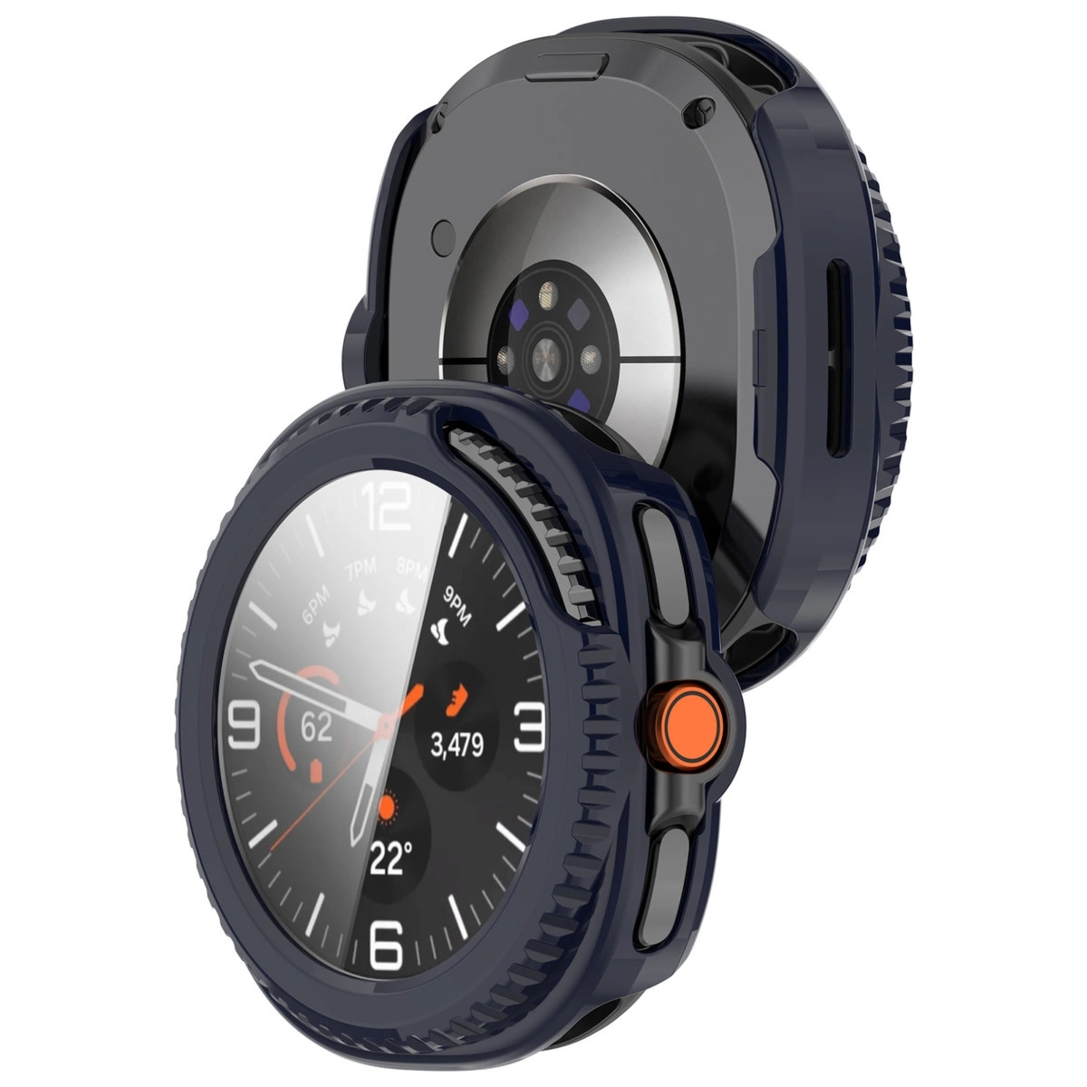Etui ze szkłem do zegarka Bizon Case Watch Adamo do Galaxy Watch 8 Classic 46 mm, niebieskie