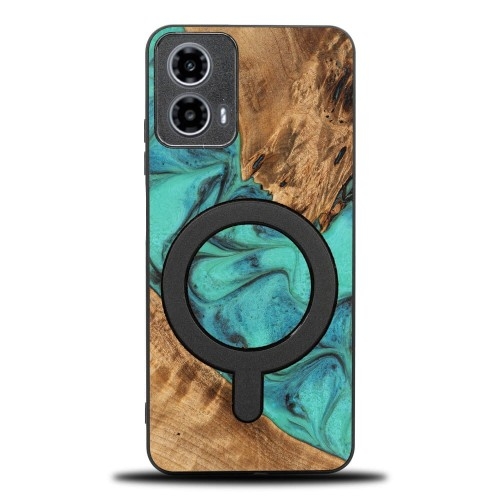 Image of Drewniane etui do Motorola Moto G34 5G, Bewood Unique Turquoise do MagSafe