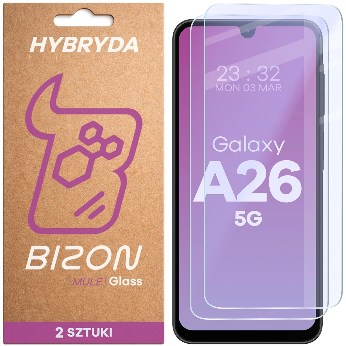Elastyczne szkło hybrydowe Bizon Hybrid Mule Duo do Galaxy A26 5G, 2 sztuki