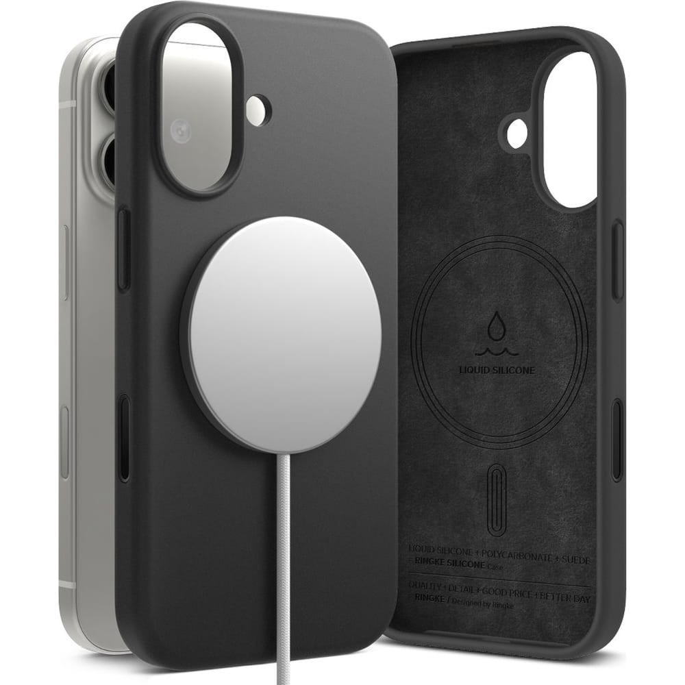 Etui Ringke Silicone Magnetic CC do MagSafe do iPhone 17, czarne