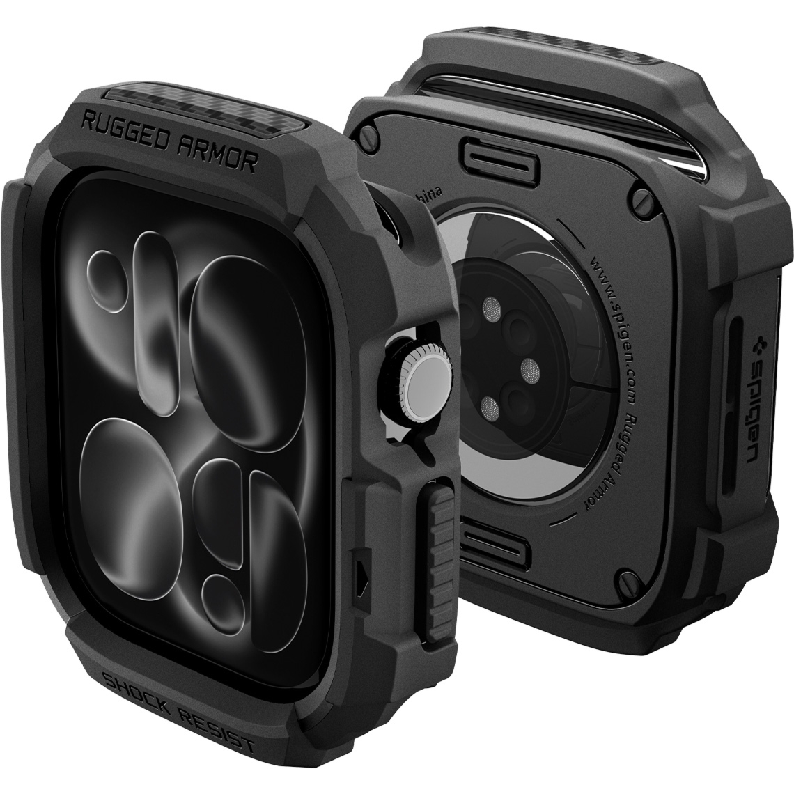 Etui Spigen Rugged Armor do Apple Watch Series 12 46mm, czarne