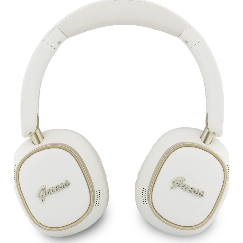 Bezprzewodowe słuchawki nauszne Guess ENC Rectangle Metal Script Bluetooth 5.4, białe