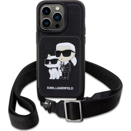 Image of Etui Karl Lagerfeld Hard Case Crossbody Saffiano Karl & Choupette do iPhone 14 Pro Max, czarne