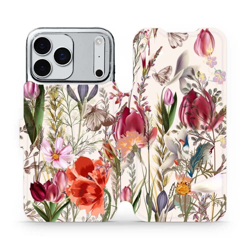Etui z klapką do iPhone 17 Pro Max, Mobiwear Book, bukiet kwiatów