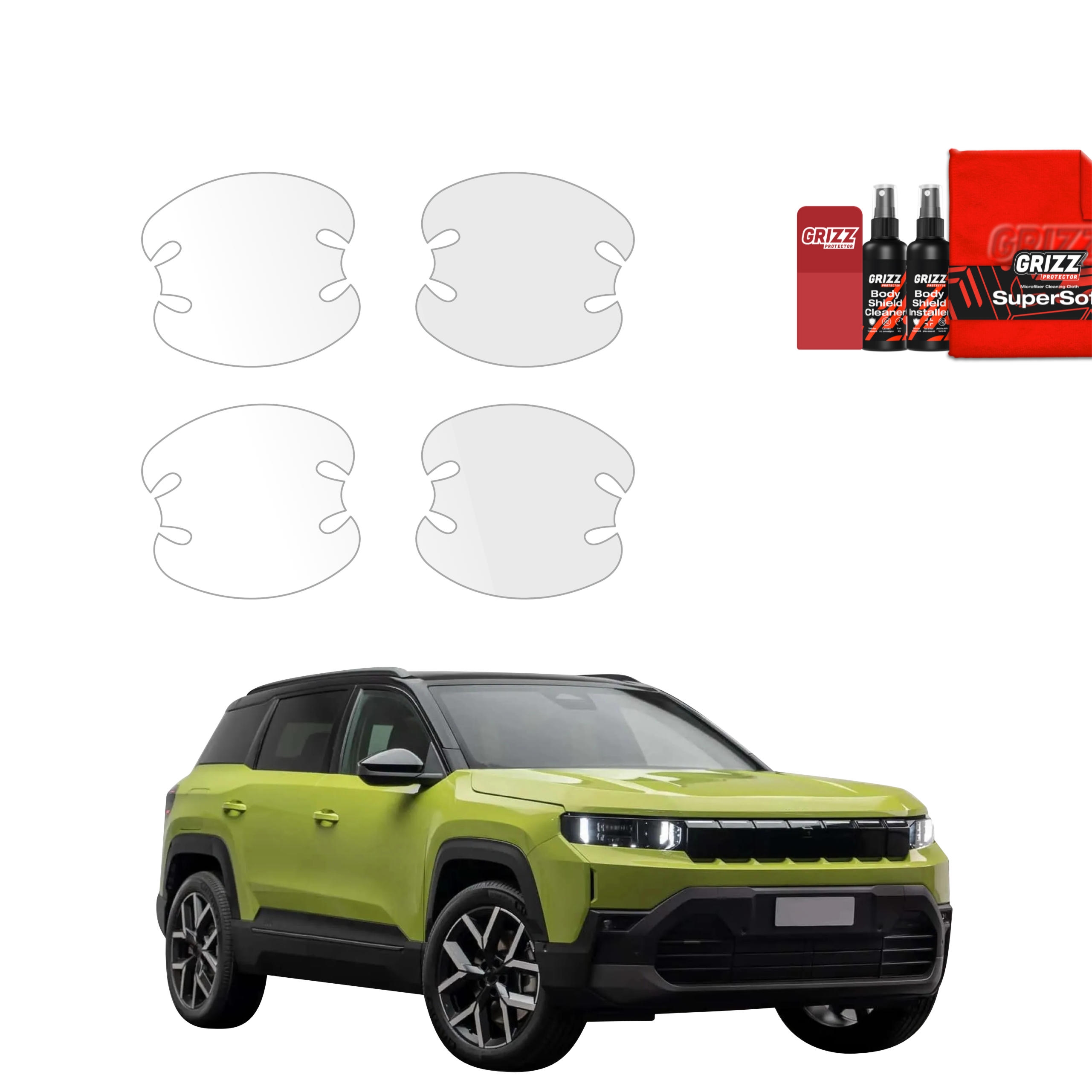 4w1 Bezbarwna folia ochronna Grizz Protector pod klamki Jeep Compass (2025-2026)