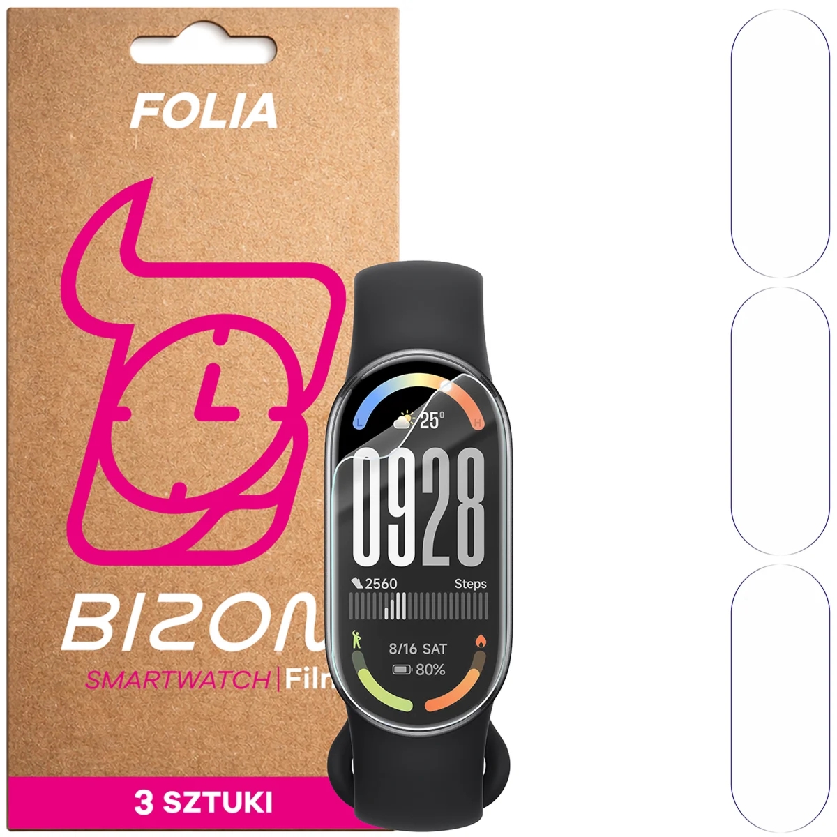 Folia ochronna na ekran zegarka Bizon Watch Film HydroFlex do Xiaomi Smart Band 10, 3 sztuki