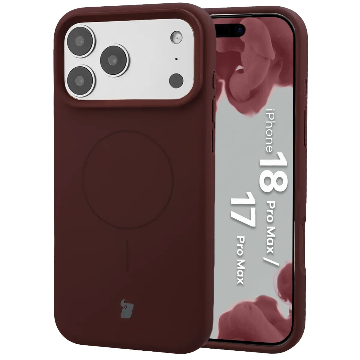 Silikonowe etui z pierścieniem magnetycznym Bizon Soft Case Magnetic do iPhone 18 Pro Max / 17 Pro Max, burgundowe