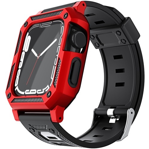 Image of Etui z paskiem Bizon Strap + Case Watch Armor do Apple Watch 45/44 mm, czerwone