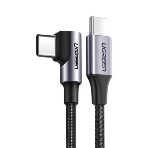 Image of Kabel kątowy Ugreen USB-C / USB-C 60 W, QC 4.0, PD, 2 m, szary