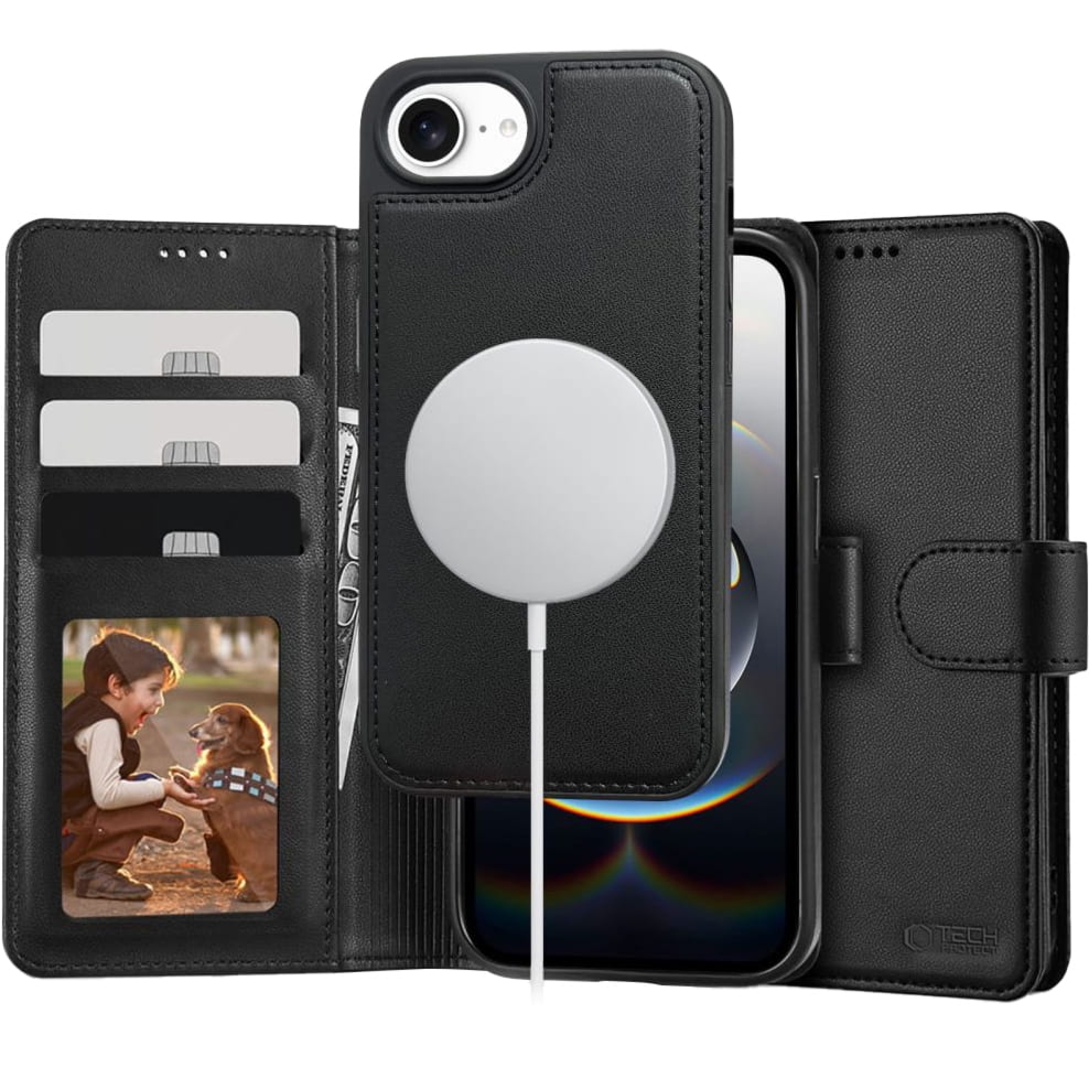 Etui Tech-Protect Wallet do iPhone 17e / 16e do MagSafe, czarne
