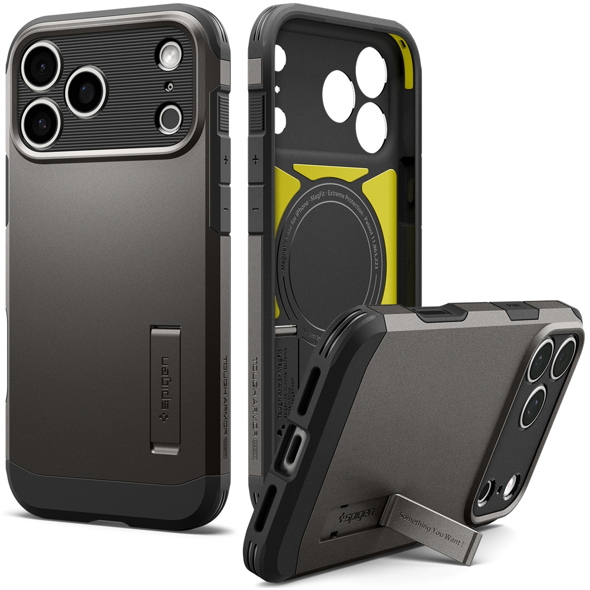 Etui Spigen Tough Armor T Mag (CC) do MagSafe do iPhone 18 Pro Max, szaro-czarne