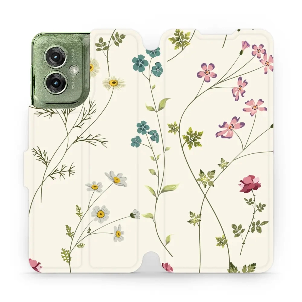 Etui z klapką do Motorola Moto G55 5G, Mobiwear Book, polne kwiaty