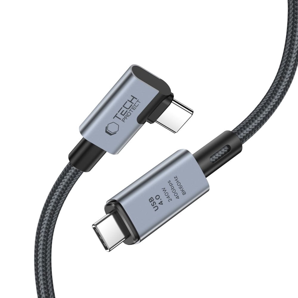 Image of Kabel kątowy Tech-Protect UltraBoost Max "L" USB-C do USB-C 4.0 8K/60Hz, 240W PD TB4, 40Gbps, 1,5m, czarno-szary