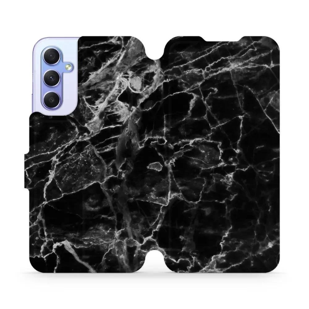 Etui z klapką do Galaxy A34 5G, Mobiwear Book, czarny marmur