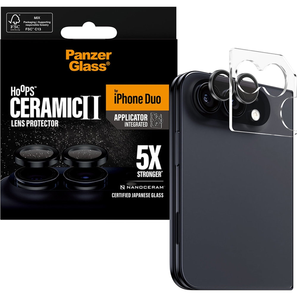 Szkło ceramiczne na aparat z aplikatorem PanzerGlass Hoops Ceramic II do iPhone Duo