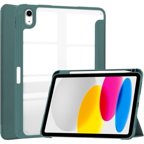 Image of Etui Bizon Case Tab Clear Matt do Apple iPad 10 10.9 2022, ciemnozielone