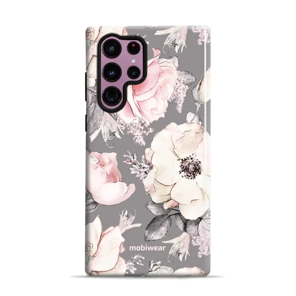 Etui ochronne do Galaxy S22 Ultra, Mobiwear Elite Pro, różowo-kwieciste