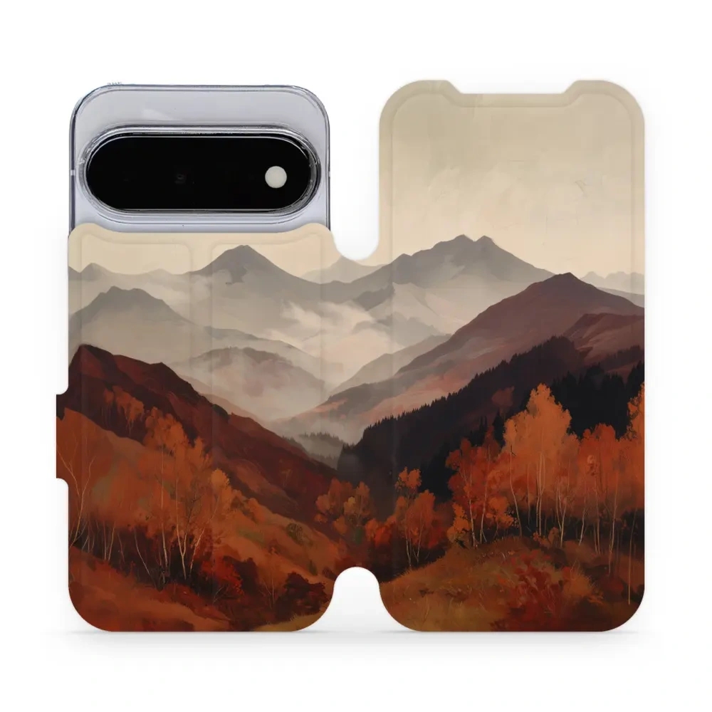 Etui z klapką do Google Pixel 11, Mobiwear Book, mglista dolina w górach