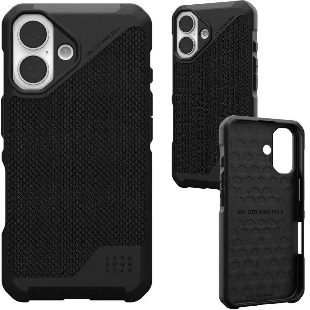 Etui pancerne Urban Armor Gear Metropolis LT Mag do MagSafe do iPhone 16, czarne z kevlarem