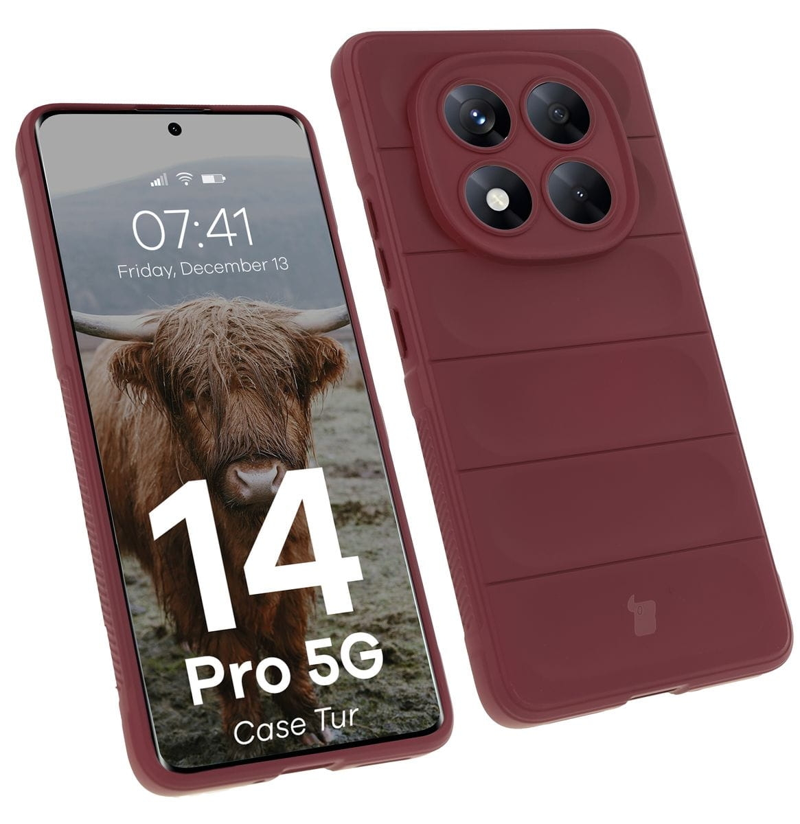 Image of Pancerne etui Bizon Case Tur do Xiaomi Redmi Note 14 Pro 5G / Poco X7, burgundowe
