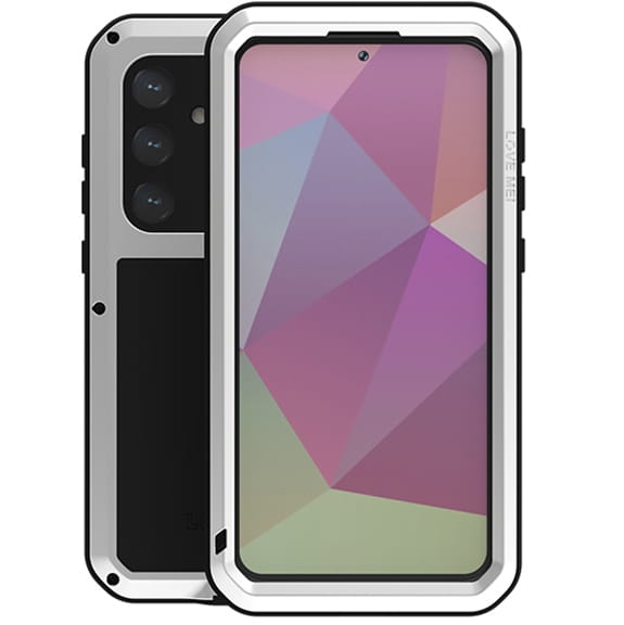 Image of OUTLET: Etui pancerne + szkło LOVE MEI Powerful do Galaxy S24 Plus, srebrne